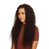 Meia Peruca Cabelo Humano Cacheado 60cm Textura Wavy De Benguela (250g, Castanho Escuro)