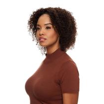 Meia Peruca Cabelo Natural Cacheado 30cm Textura Curly De Benguela 160g, Castanho Escuro Meia Peruca Cabelo Natural Cacheado 30cm Textura Curly De Benguela 160g, Castanho Escuro