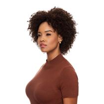 Meia Peruca Cabelo Natural Cacheado 30cm Textura Kinky De Benguela 160g, Castanho Escuro Meia Peruca Cabelo Natural Cacheado 30cm Textura Kinky De Benguela 160g, Castanho Escuro