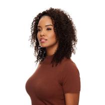 Meia Peruca Cabelo Natural Cacheado 40cm Textura Curly De Benguela 180g, Castanho Escuro Meia Peruca Cabelo Natural Cacheado 40cm Textura Curly De Benguela 180g, Castanho Escuro