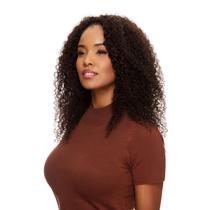 Meia Peruca Cabelo Natural Cacheado 50cm Textura Curly De Benguela 200g, Castanho Escuro Meia Peruca Cabelo Natural Cacheado 50cm Textura Curly De Benguela 200g, Castanho Escuro