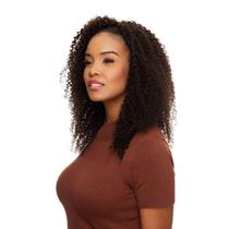 Meia Peruca Cabelo Natural Cacheado 60cm Textura Coily De Benguela 220g, Castanho Escuro