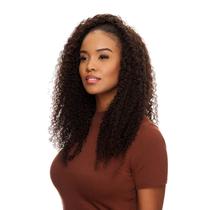 Meia Peruca Cabelo Natural Cacheado 60cm Textura Curly De Benguela 220g, Castanho Escuro