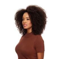 Meia Peruca Cabelo Natural Cacheado 60cm Textura Kinky De Benguela 220g, Castanho Escuro