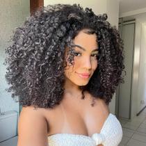 Meia peruca Oxcart Kinky Curly 200% densidade de cabelo humano 56cm