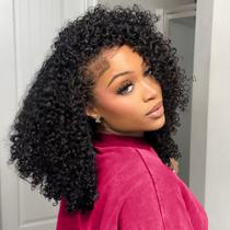 Meia peruca QUANDIAN Wear Go Kinky Curly Human Hair 45 cm 200%