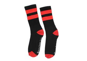 Meia Preta Cano Alto com Listra Vermelha - Barcelona Design Meia Preta Cano Alto com Listra Vermelha - Barcelona Design