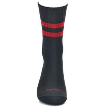 Meia preta cano médio c/ listras horizontais vermelhas 39-43 - Basic +