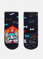 Meia Puket Antiderrapante Baby Cachorro Azul Marinho 15 A 22