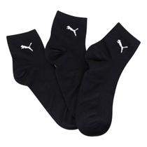 Meia Puma Esportiva Cano Médio Kit com 3 Pares Masculino - Preto