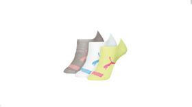 Meia Puma Sapatilha Invisível Kit com 3 Pares Infantil - Branco e Rosa e Verde