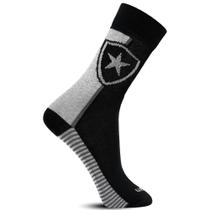 Meia Rikam Botafogo Cano Médio Esportiva Juvenil 08 - Cinza e Preto