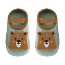 Meia Sapatilha Antiderrapante 1 a 3 Anos Com Aplique Urso M Buba 14521