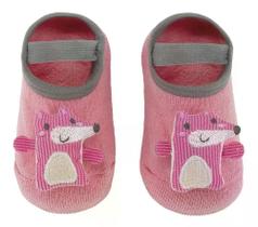 Meia sapatilha antiderrapante com aplique raposa - p buba
