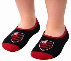 Meia Sapatilha Flamengo Infantil Preto e Vermelho Oficial