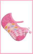 Meia Sapatilha Infantil Antiderrapante - Menina Bebê Rosa Pompom