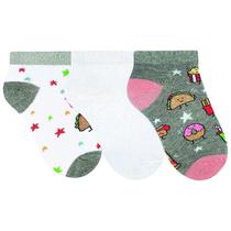 Meia Sapatilha Infantil Meninas - Kit Com 3 Pares - Selene