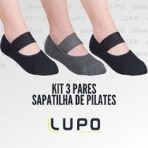 Meia Sapatilha p/ Pilates Lupo (Kit c/ 3 pares) - Tamanho 33 a 36
