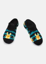 Meia Sapatilha Puket Antiderrapante Infantil Pixel Bugs Preto 28 a 33