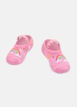 Meia Sapatilha Puket Bebê Menina Antiderrapante Arco Íris Rosa Bala 5 a 12 Meses