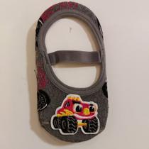 Meia Sapatilha Puket Cinza Aplique Carro Monstro - 23 A 27 Meia Sapatilha Puket Cinza Aplique Carro Monstro - 23 A 27