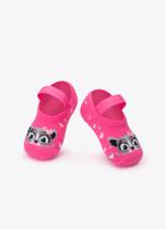 Meia Sapatilha Puket com Antiderrapante Bebê Menina Guaxinim Rosa 0 a 12 Meses