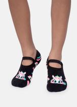 Meia Sapatilha Puket com Antiderrapante Menina Unicórnio Preto 23 a 27 Meia Sapatilha Puket com Antiderrapante Menina Unicórnio Preto 23 a 27