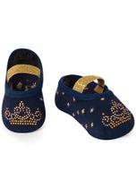 Meia Sapatilha Puket com Aplique Menina Princesa Azul Marinho 0 a 12 Meia Sapatilha Puket com Aplique Menina Princesa Azul Marinho 0 a 12