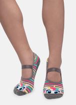 Meia Sapatilha Puket com Sola Emborrachada Menina Unicórnio Mescla Escuro 22 a 29