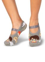 Meia Sapatilha Puket Infantil Unissex Antiderrapante Estampada Harry Potter Mescla Escuro 23 A 27