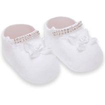 Meia Sapatinho Bebê Recém Nascido Strass Selene