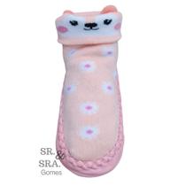 Meia sapatinho para bebes e crianças com antiderrapante quentinha vários desenhos infantis para menina prática