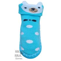 Meia sapatinho para bebes e crianças com antiderrapante quentinha vários desenhos infantis para menino prática de