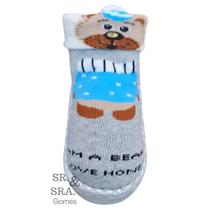 Meia sapatinho para bebes e crianças com antiderrapante quentinha vários desenhos infantis para menino prática de