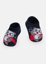Meia Sapatinho Puket Antiderrapante Bebê Menino Panda Azul Marinho 0 a 12 Meses Meia Sapatinho Puket Antiderrapante Bebê Menino Panda Azul Marinho 0 a 12 Meses