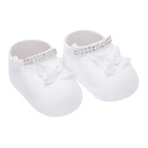 Meia Sapatinho Selene Com Apliques Recém-Nascido - Branco Meia Sapatinho Selene Com Apliques Recém-Nascido - Branco