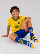 Meia Seleção Neymar Copa Brasil Divertida Premium Infantil