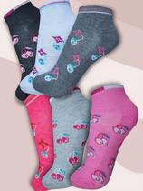 Meia Soquete Estampada Feminina Esportiva Cano Curto