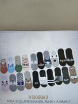 meia soquete infantil funny nimals poliester tam.22-26 meia soquete infantil funny nimals poliester tam.22-26