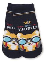 Meia Soquete Puket Baby Cano Longo Azul Raposa - 15 A 18