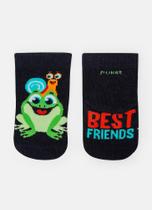 Meia Soquete Puket Bebê Menino Sapo Azul Marinho 15 a 22