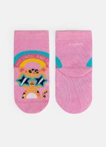 Meia Soquete Puket Cano Médio Bebê Menina Onça Rosa Bala 15 a 18 Meia Soquete Puket Cano Médio Bebê Menina Onça Rosa Bala 15 a 18