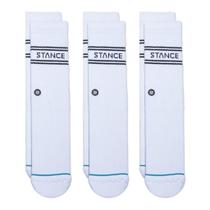 Meia Stance Basic 3 Pack Crew Socks White Meia Stance Basic 3 Pack Crew Socks White