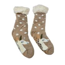 Meia Térmica Forrada Lã Adulto Antiderrapante Frio Feminina