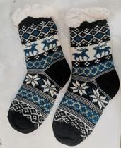 Meia Térmica Quente Inverno Antiderrapante Forrada Grande