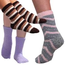 Meia Térmica Soft Fofinha Felpuda Inverno: 3 pares sortidos Feminino Meia Térmica Soft Fofinha Felpuda Inverno: 3 pares sortidos Feminino