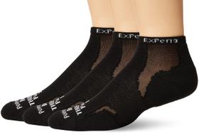 Meia Thorlos Experia fina acolchoada no tornozelo, pacote com 3 unidades, pretas GG