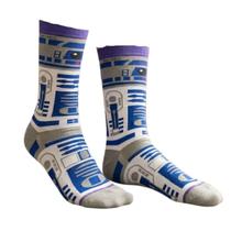 Meia Unissex Cano Alto Star Wars R2D2 39-43 Licenciada Meias Divertidas Skate Corrida Bike