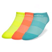 Meia Unissex Olympikus com 3 Pares Cano Invisível Neon Multicolor Meia Unissex Olympikus com 3 Pares Cano Invisível Neon Multicolor