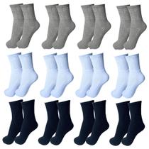 Meias 12 Pares Sport Academia Cano Alto Algodão Masculinas